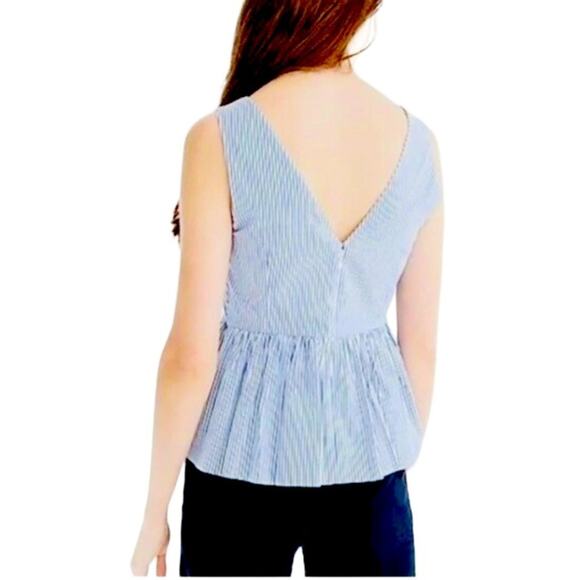 J. Crew Blue & White Stripe Peplum Top Size 14 - Picture 7 of 10